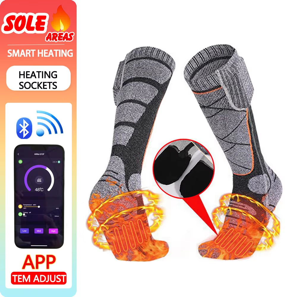 Outdoor Warm Socks 5000Mah APP Control Self Heating Socks Winter Skiing Warm Socks Men'S Women'S Warm Foot Electric Socks