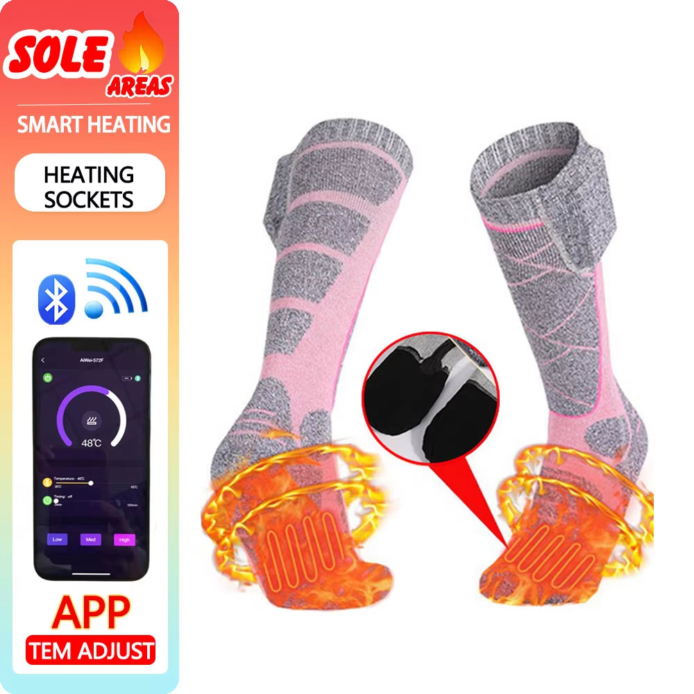 Outdoor Warm Socks 5000Mah APP Control Self Heating Socks Winter Skiing Warm Socks Men'S Women'S Warm Foot Electric Socks