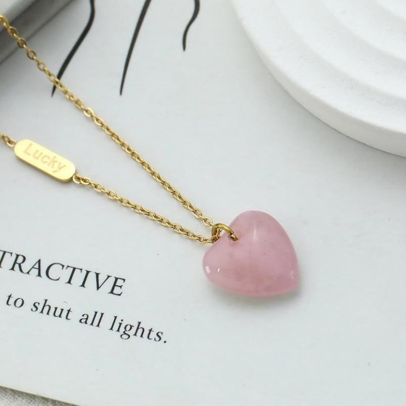Peach quartz heart pendant