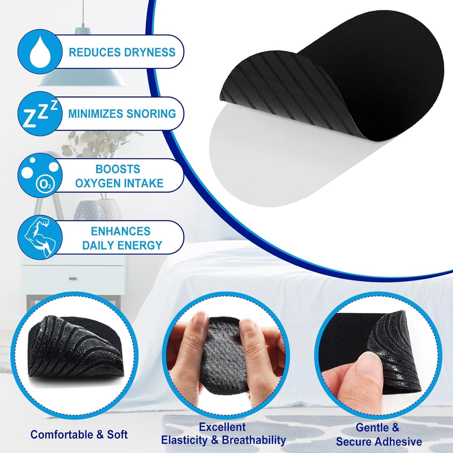 120 Cintas Bucales - Adhesivo Hipoalergénico - Promueve la respiración nasal - Reduce Ronquidos y Mejora la Calidad del Sueño