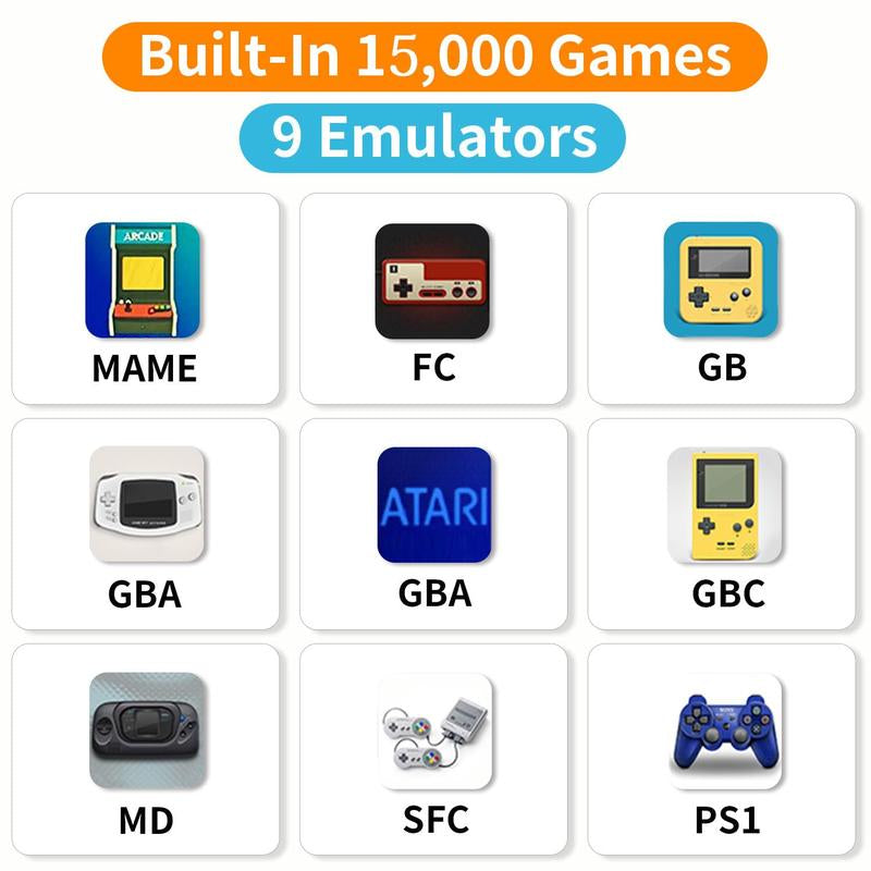 M8 Retro Game Console, with 2 Wireless Controllers, Built-In 9 Emulators with GBA PS1, 64G Nostalgia Game Stick Bluetooth Cable Hdmi