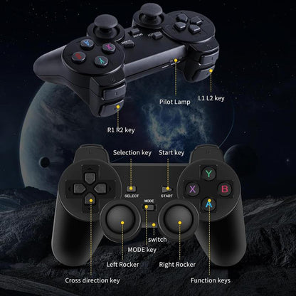 M8 Retro Game Console, with 2 Wireless Controllers, Built-In 9 Emulators with GBA PS1, 64G Nostalgia Game Stick Bluetooth Cable Hdmi