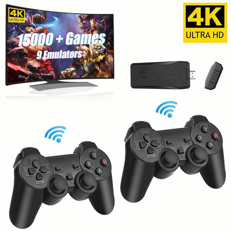 M8 Retro Game Console, with 2 Wireless Controllers, Built-In 9 Emulators with GBA PS1, 64G Nostalgia Game Stick Bluetooth Cable Hdmi