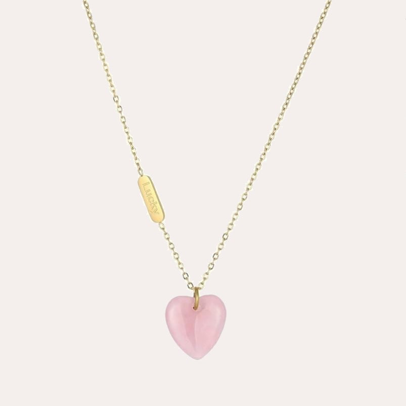 Peach quartz heart pendant
