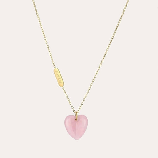 Peach quartz heart pendant