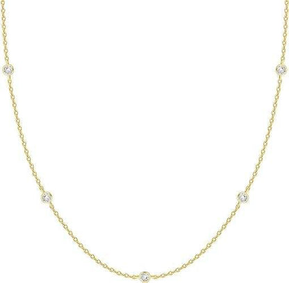 Cllar de diamante simulado chapado en oro de 14 quilates, collar de cadena Circonia con capas delicadas para mujer