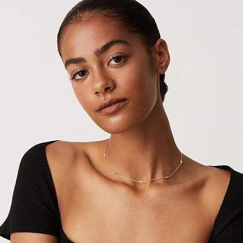 Cllar de diamante simulado chapado en oro de 14 quilates, collar de cadena Circonia con capas delicadas para mujer