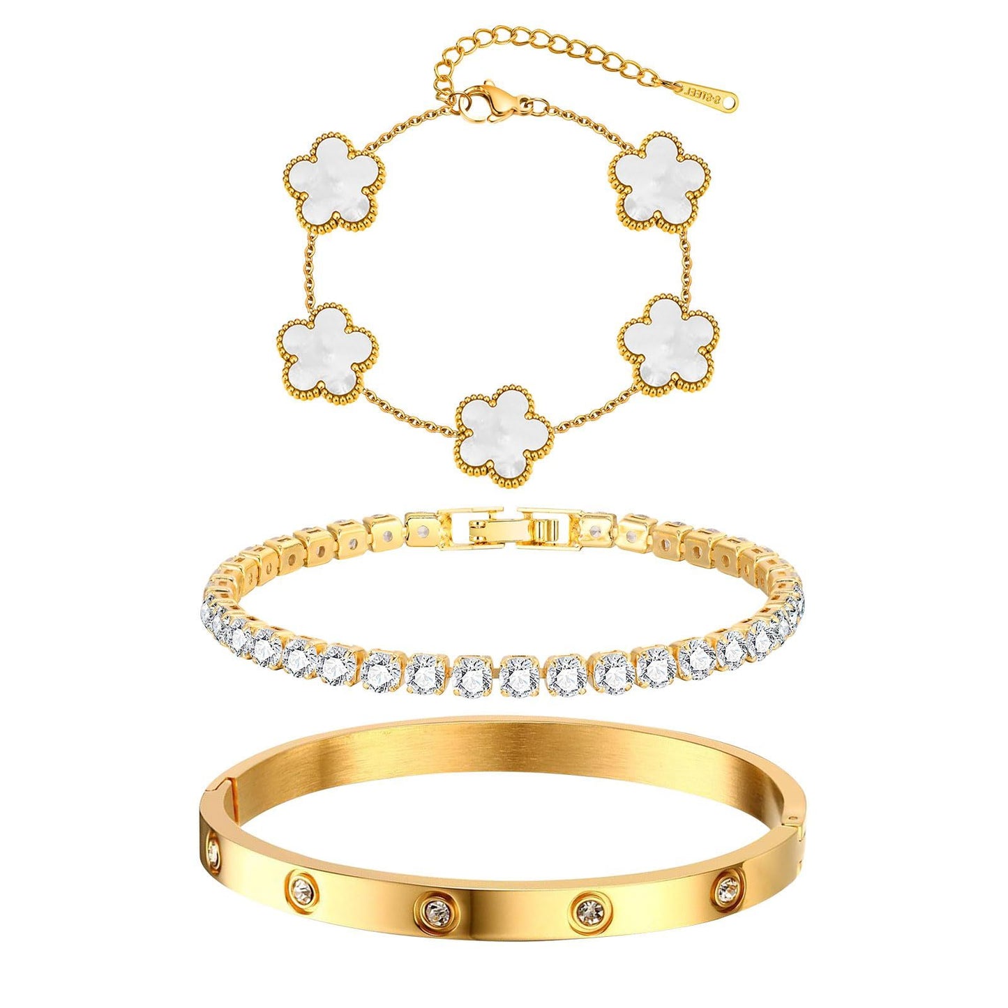 Conjunto pulseras Flor y Circonia
