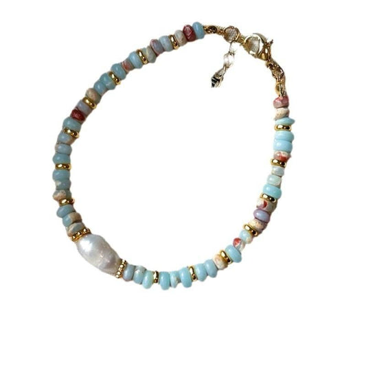 Pulsera perla barroca natural de cuarzo para mujer