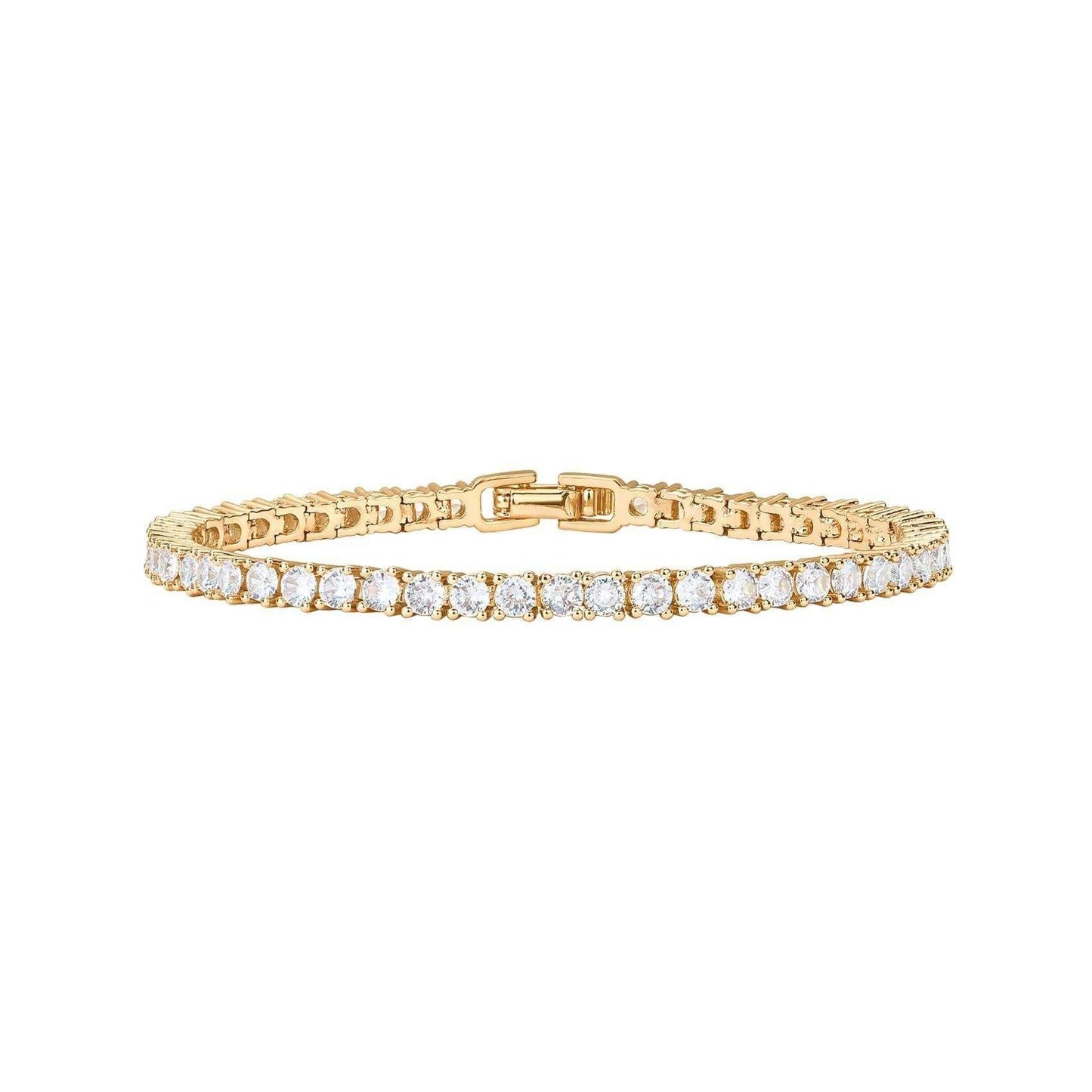 Pulsera de Tenis de Circonita Cúbica Chapada en Oro