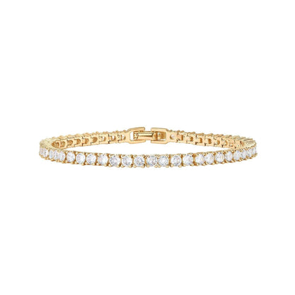 Pulsera de Tenis de Circonita Cúbica Chapada en Oro