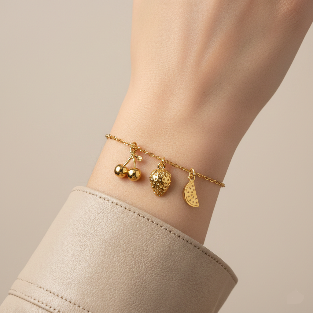 18K Gold Plated Stainless Steel Fruit Charms